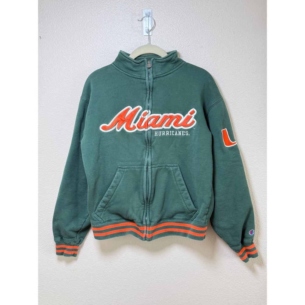 Champion Miami Hurricanes Full Zip Sweatshirt Green Orange Sebastian Ibis Small
